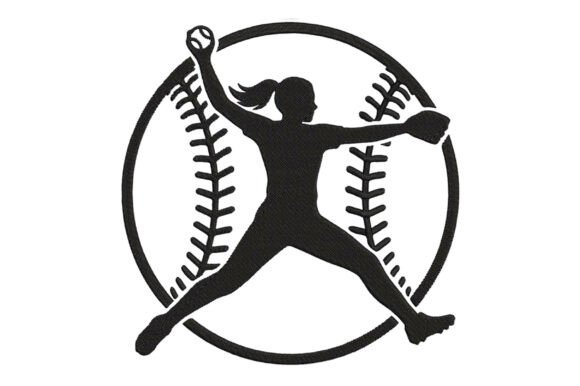 Baseball Girl Embroidery Design