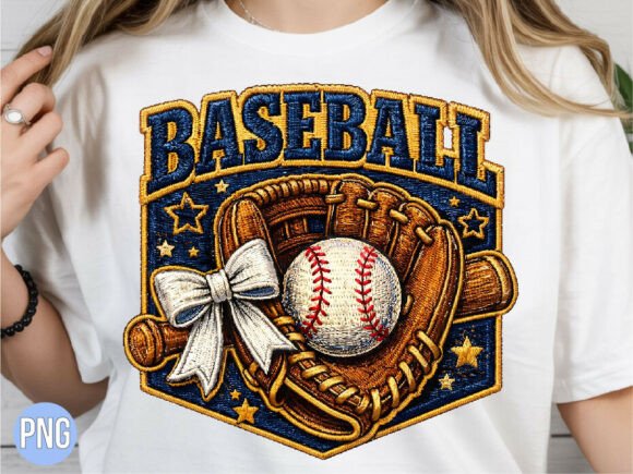 Baseball Glove Bat Embroidery PNG Shirt