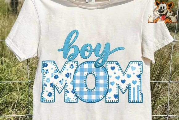 Boy Mom Faux Embroidery Patch PNG