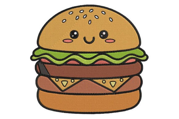 Burger Junk Food Embroidery Design