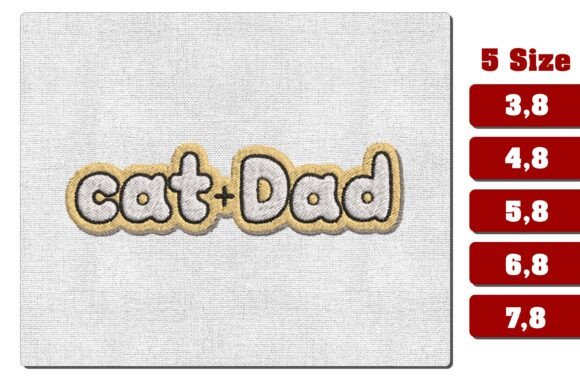 Cat Dad Bubble Text Patch Embroidery