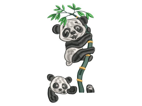 Climbing Panda Embroidery Design