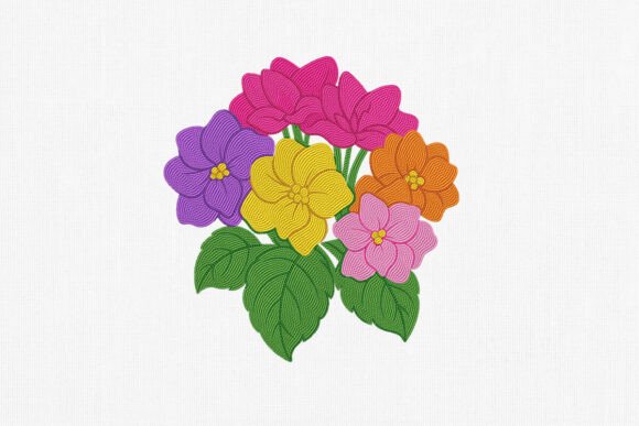 Colorful Floral Cluster Embroidery Art