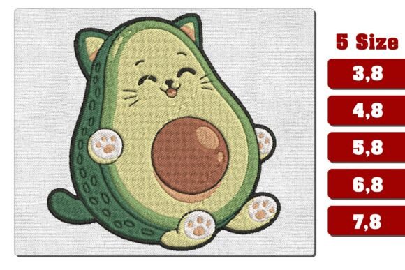 Cute Avocato Cat Avocado Embroidery File