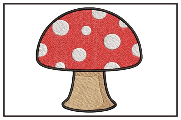 Cute Red Mushroom Embroidery Design