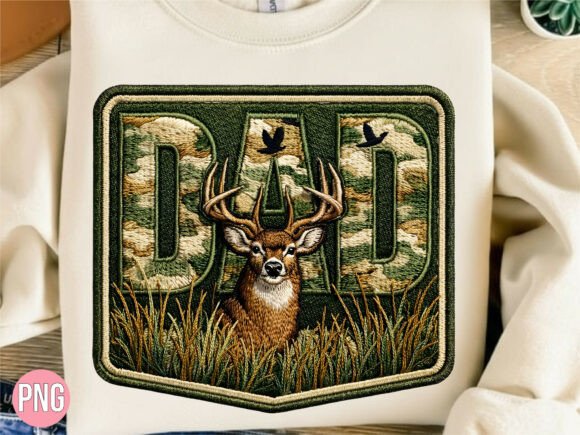 Dad Hunting Deer Camo Embroidery PNG