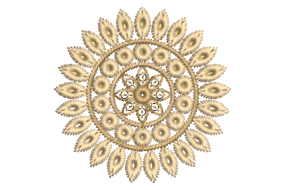 Decorative Leaf Circle Embroidery Design