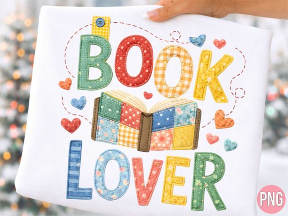 Faux Embroidery Open Book Lover PNG
