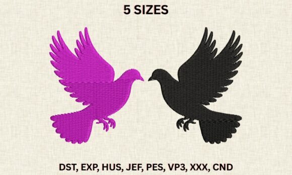 Flying Doves DST EXP Embroidery Pattern