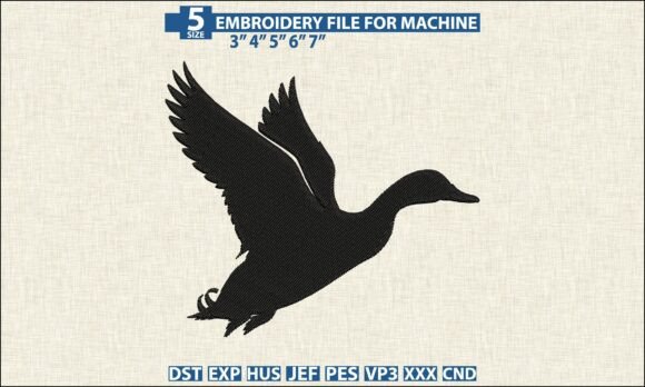 Flying Duck DST PES Embroidery Design