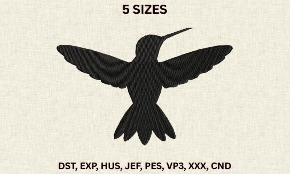 Hummingbird Silhouette Embroidery Design