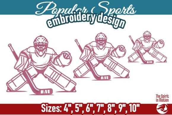 Ice Hockey Goalie Embroidery Design