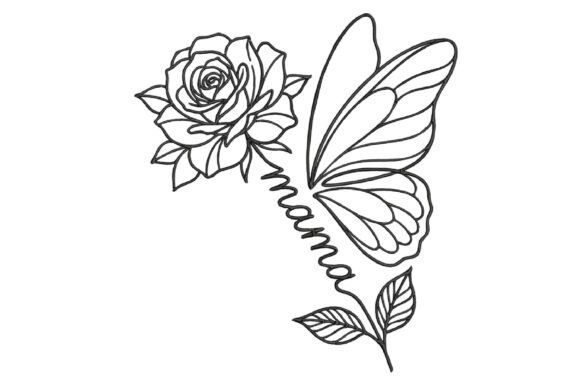 Mama Butterfly Embroidery Design