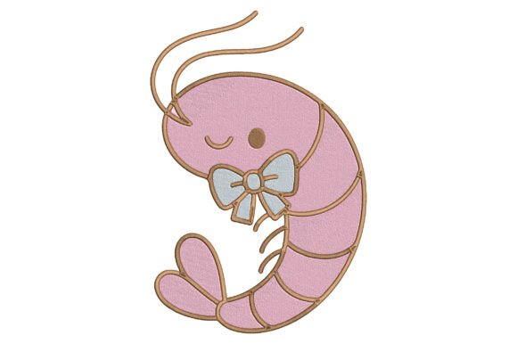 Pink Shrimp Embroidery Design