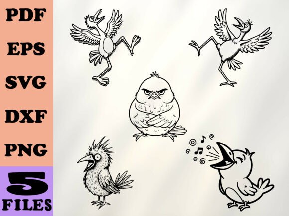 Quirky Bird Embroidery SVG