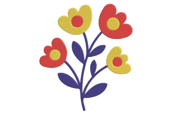 Retro Flower Embroidery Design