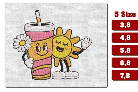 Retro Sun and Soda Machine Embroidery